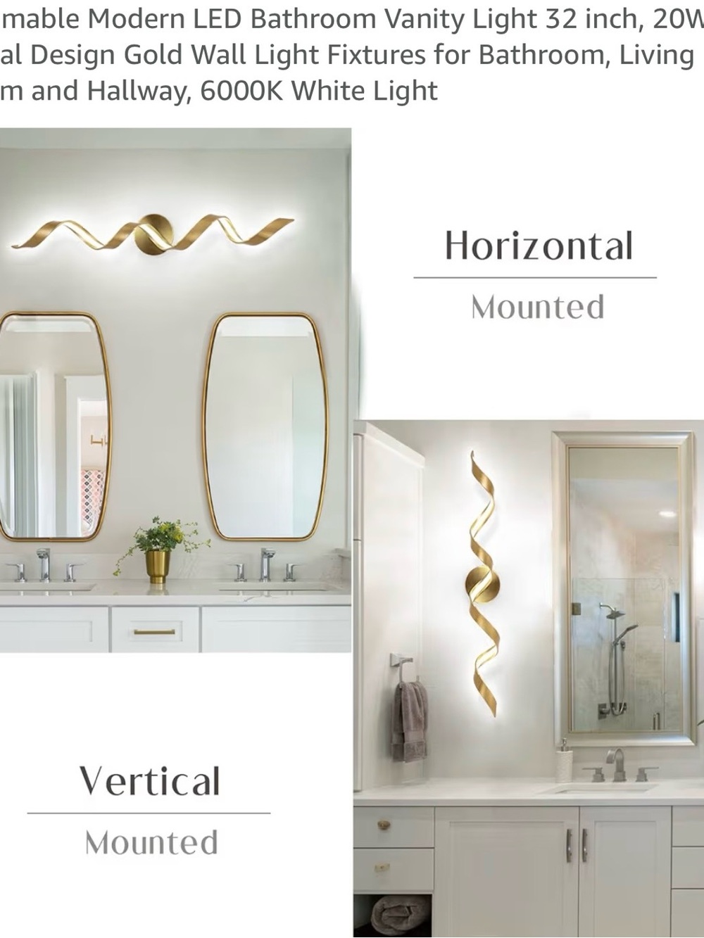 Amazon Light Gold Ribbon LED Vanity Light - Picture 2 of 4